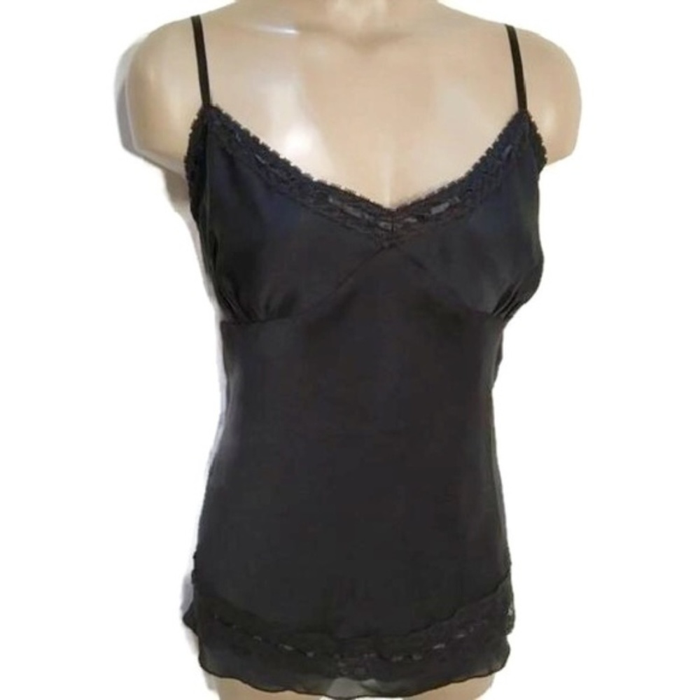 Ann Taylor Black Satin Camisole Top Size 14 NWOT